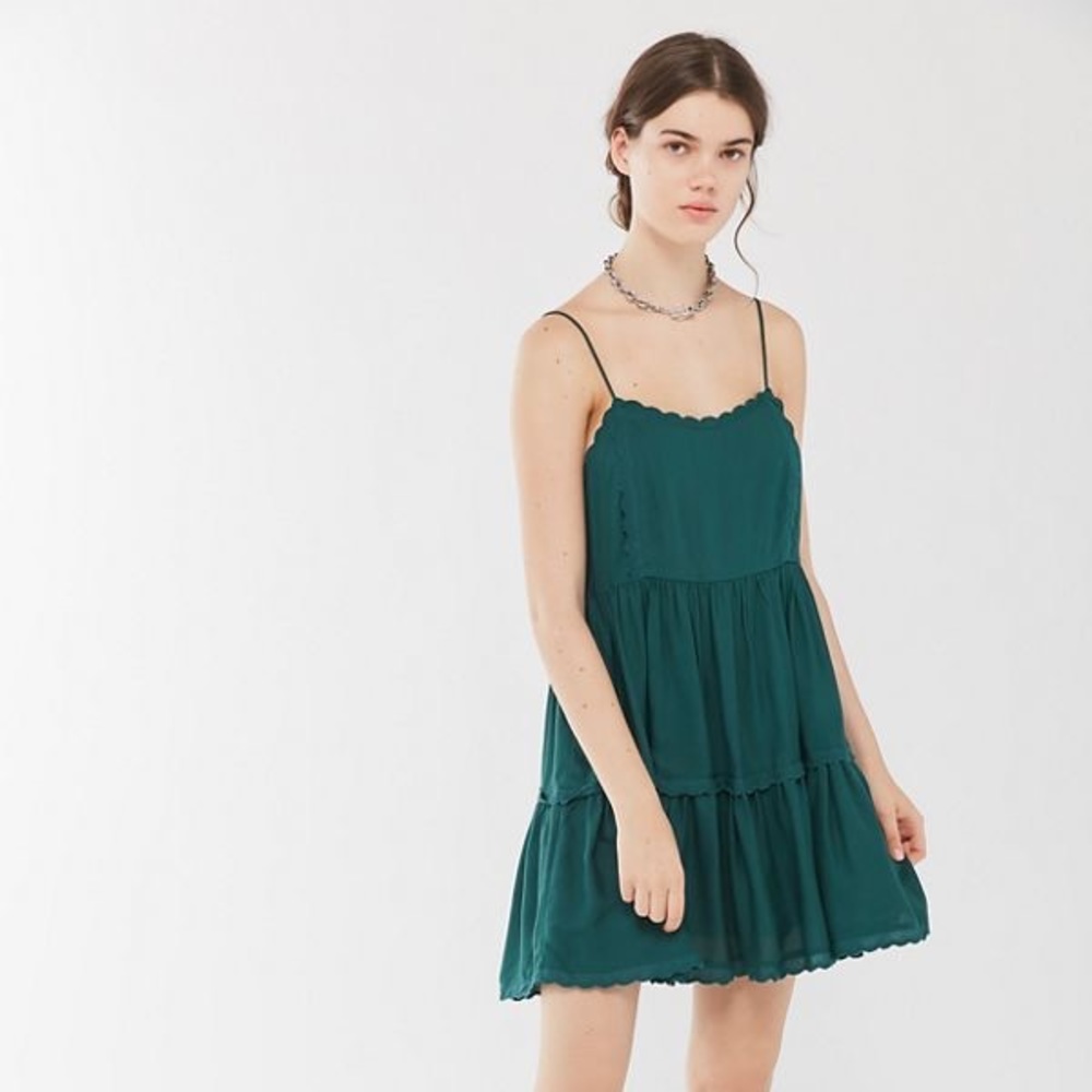 Urban Outfitters Green Scalloped Dress